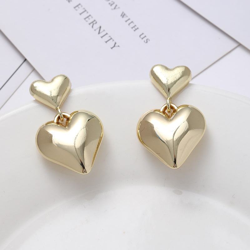 Women's Stylish Retro Minimalism Metal Heart Fashionable Earrings