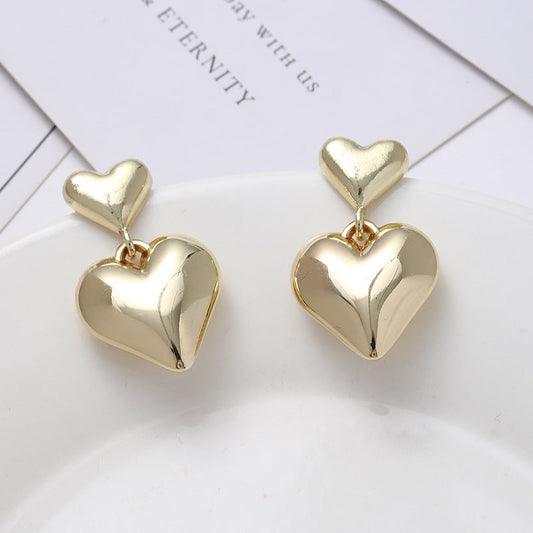 Women's Stylish Retro Minimalism Metal Heart Fashionable Earrings