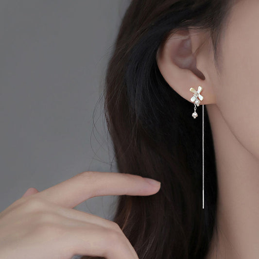 White Flowers Hanging Temperament Fairy Wind Summer Earrings