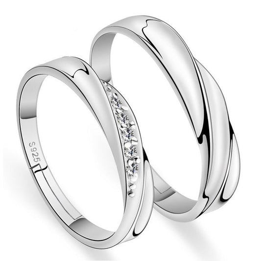 Plated Open Unisex Simple Rhinestone Love Rings