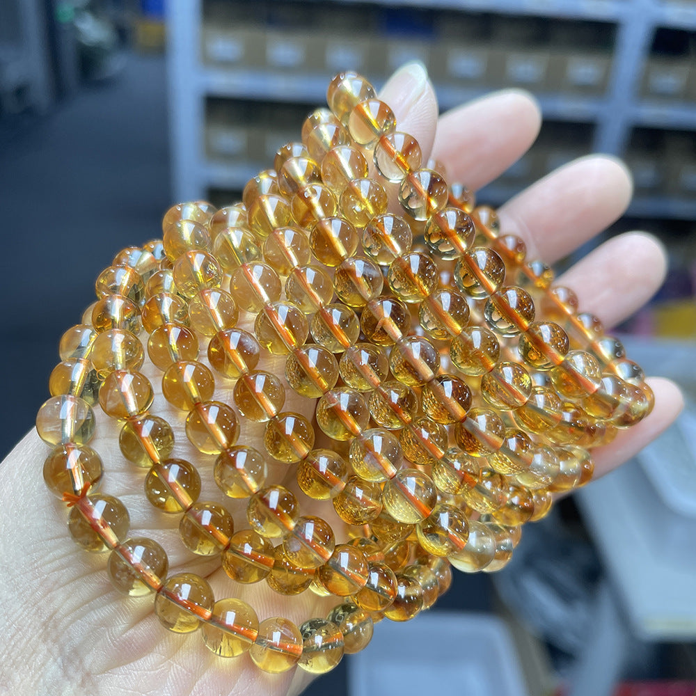 Women's Jewelry Natural Citrine Fresh Round Beads Bracelets