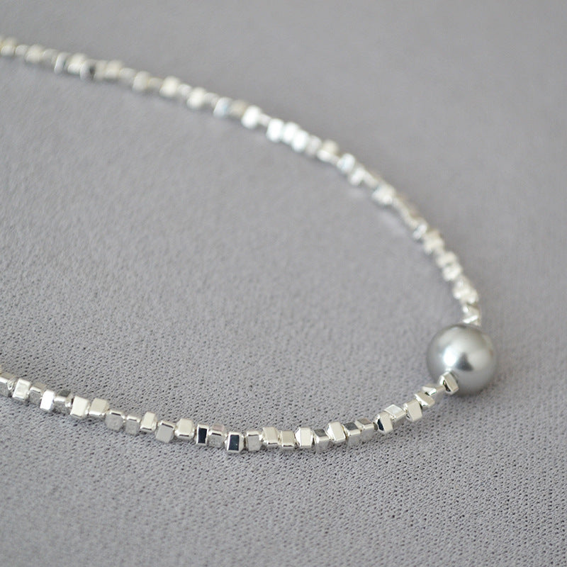 Sier Beaded Simple Short Temperamental Clavicle Necklaces