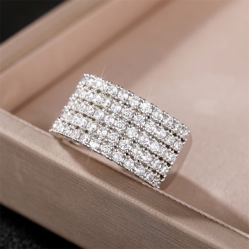 Women's Shi Luxury Five Rows Full Diamond Rings