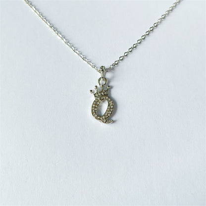 English Letters Full Diamond Pendant Simple Necklaces