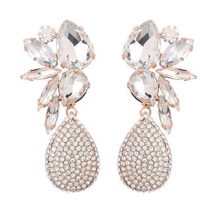 Colorful Crystals Drop-shaped Glass Drill Rhinestone Earrings