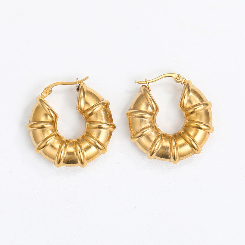 Steel Creative Geometric Letters Shaped Gold Earrings