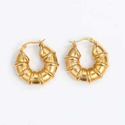 Steel Creative Geometric Letters Shaped Gold Earrings
