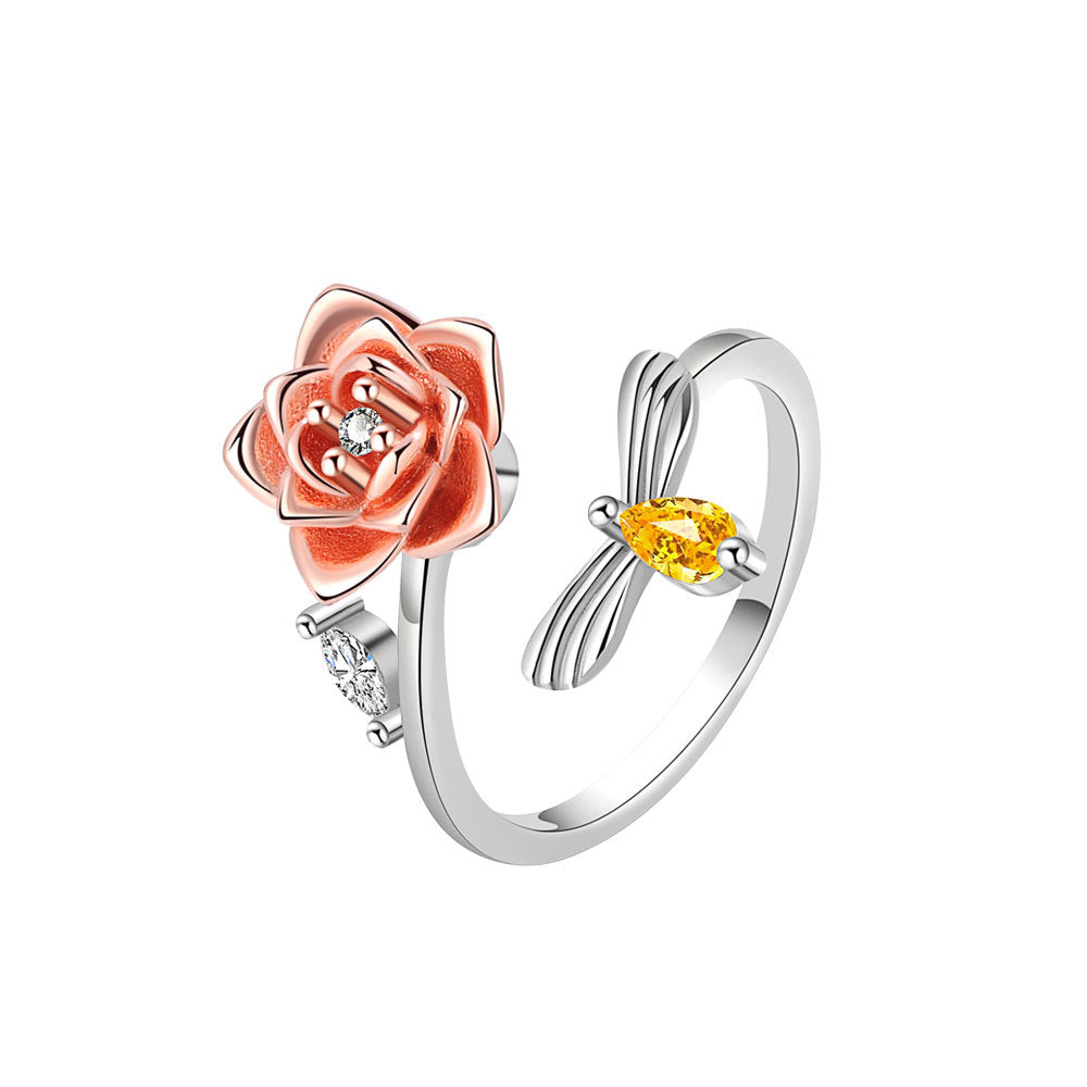 Rose Female Fashion Trendy Korean Flower Rings