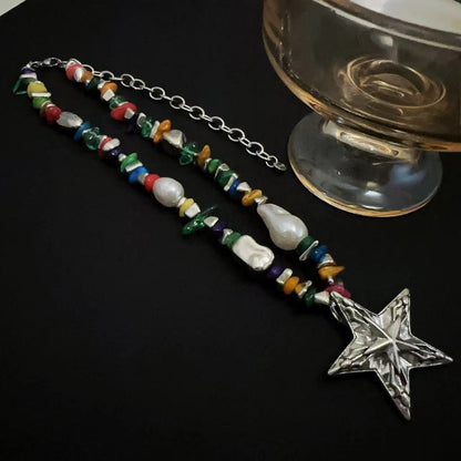 Colorful Gravel Pendant Clavicle Chain Female Niche Necklaces