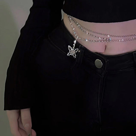 Sexy Hot Diamond Butterfly Metal Thin Waist Necklaces