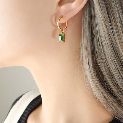 Personalized Face Repair Buckle Zircon Pendant Earrings