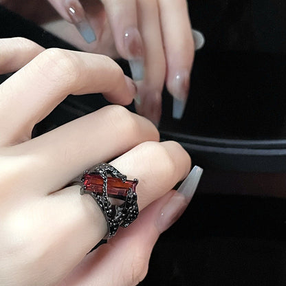 Female Dark Zircon Light Luxury Minority Design Rings