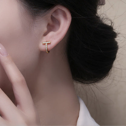 Full Diamond Ear Clip Yellow Gold Plated Earrings