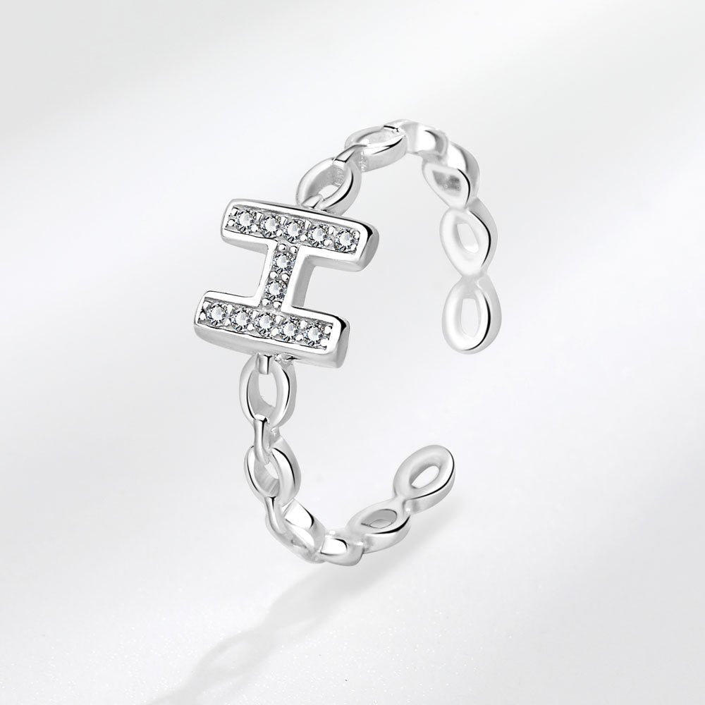 Women's Korean Style Simple Letters Open Personalized Rings