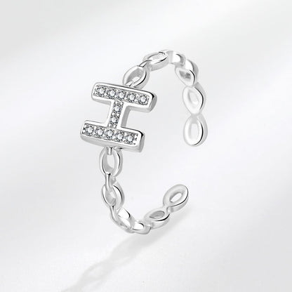Women's Korean Style Simple Letters Open Personalized Rings
