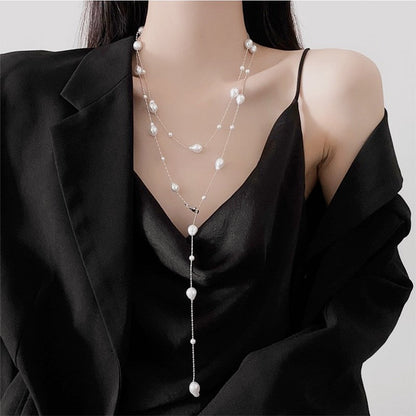 Women's Pearl Light Luxury Minority Long Twin Necklaces