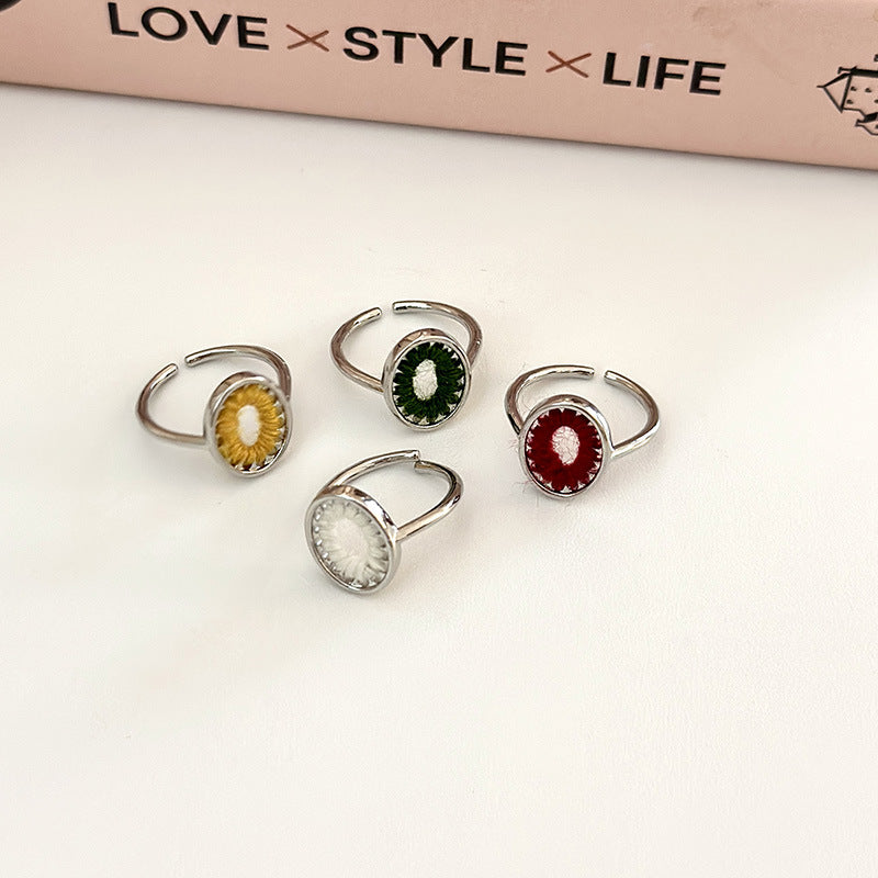 Female Retro Fashion Elegance Gemstone Open Index Finger Tide Rings