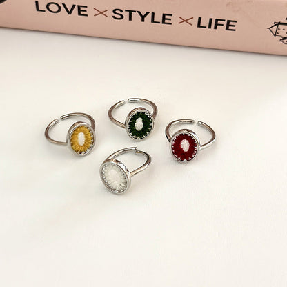 Female Retro Fashion Elegance Gemstone Open Index Finger Tide Rings
