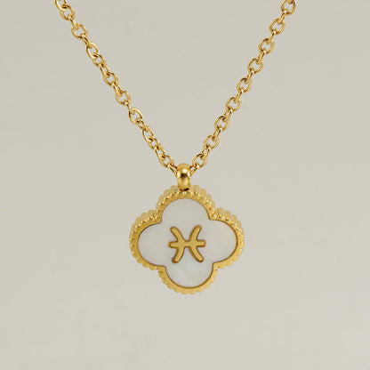 Titanium Steel Clover Shell Constellation Stainless Necklaces