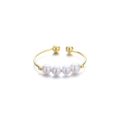 Finger Female Golden Atmosphere Shell Pearls Rings