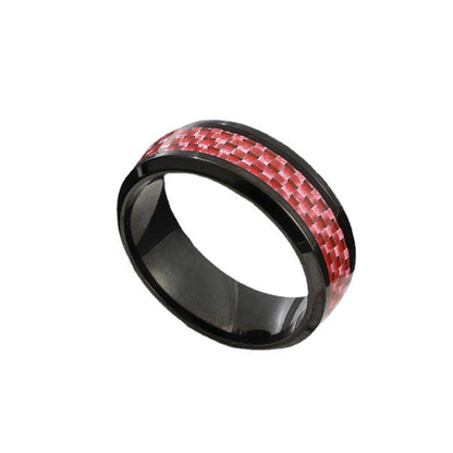 Men's Stainless Steel Ornament Simple Carbon Fiber Multicolor Rings