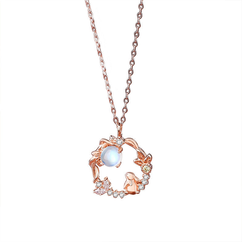 Women's Rabbit Sterling Sier Design National Fashion Mori Necklaces