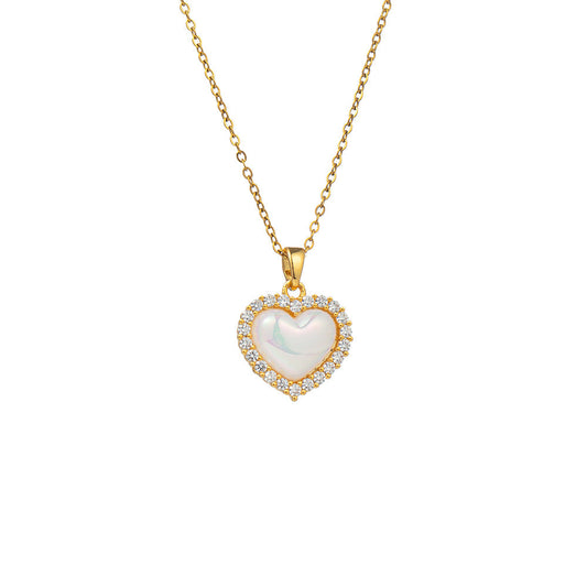 Women's Steel Exquisite Fully Jeweled Loving Heart Necklaces
