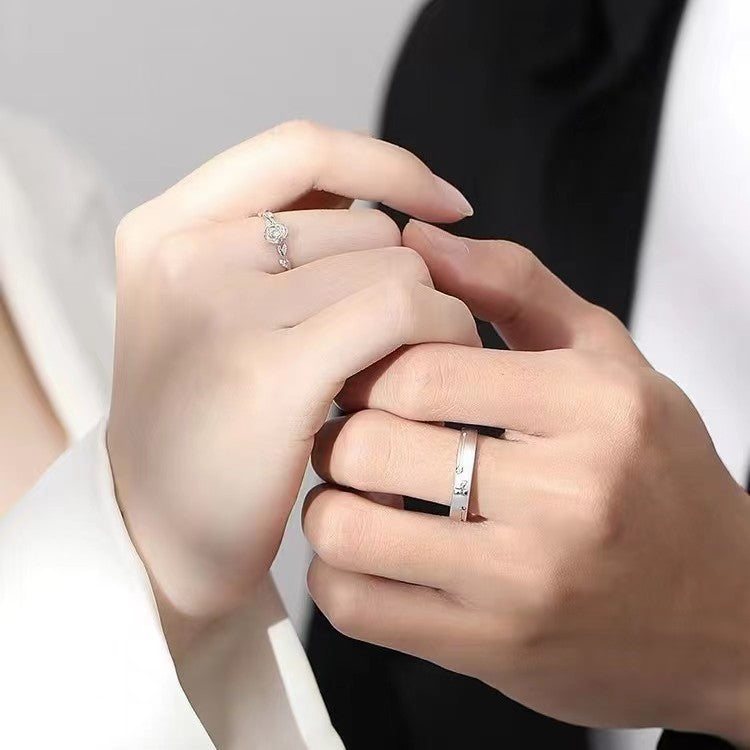 Women's & Men's Prince And Rose Couple One Pair Fashion Fresh Open Rings