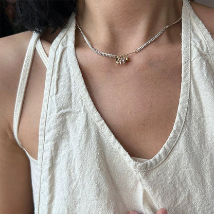 Sier Contrast Color Zircon Tassel Female Necklaces