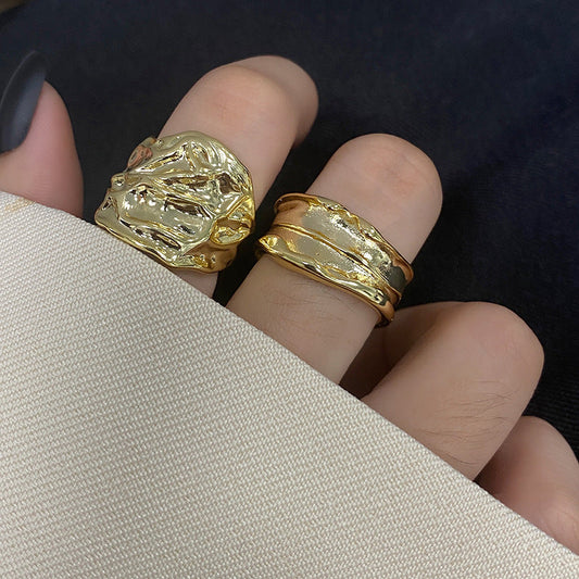 Pattern Female Simple Style Concave Disco Rings