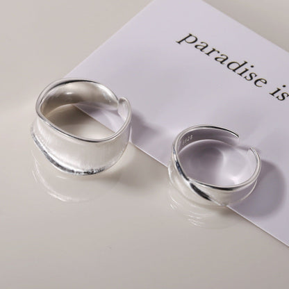 Entire Sterling Sier Bright Matte Glossy Open Rings