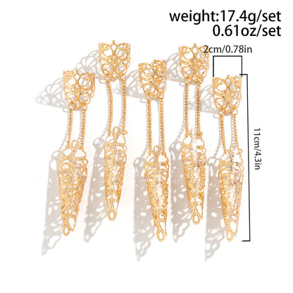 Women's Personality Punk Vintage Crown Chain Dark Hollow Pattern Rings