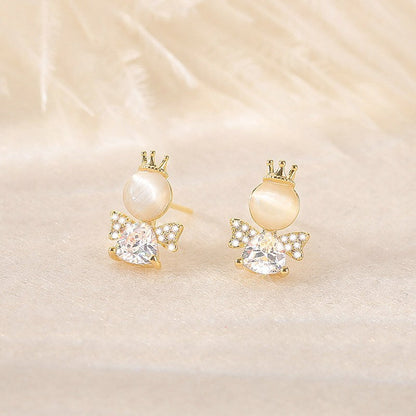 Women's French Style Sterling Sier Needle Angel Earrings