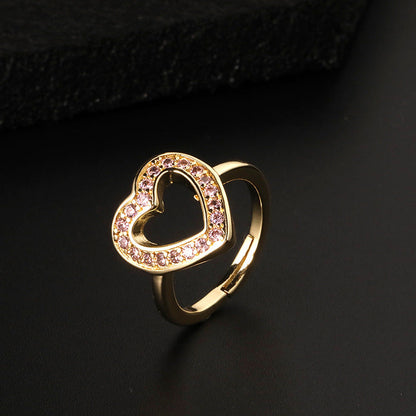 Luxury Personalized Niche Design Colorful Heart-shaped Rings
