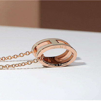 Version Clavicle Chain Enamel Letter Female Oval Rose Gold Necklaces