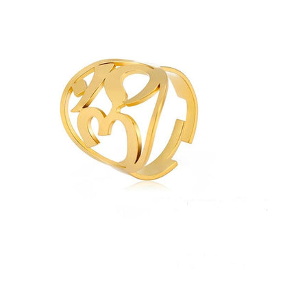 Popular Stainless Steel Color Golden Hollow Logo Rings
