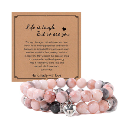 Pink Zebra Gift Turquoise Stone Crystal Bracelets