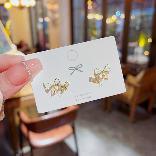 Needle Elegant Zircon Butterfly Female Summer Niche Earrings