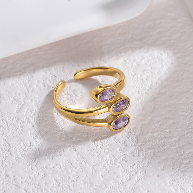 Gold-plated Leaf-shaped Titanium Personality Creative Opening Rings