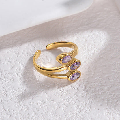 Gold-plated Leaf-shaped Titanium Personality Creative Opening Rings