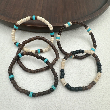 Men's Style Coconut Shell Wooden Bead Mixed Bracelets