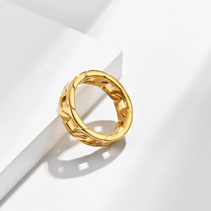 Women's & Men's & Trendy Titanium Steel Woven Cuban Chain And Medium Cold Rings