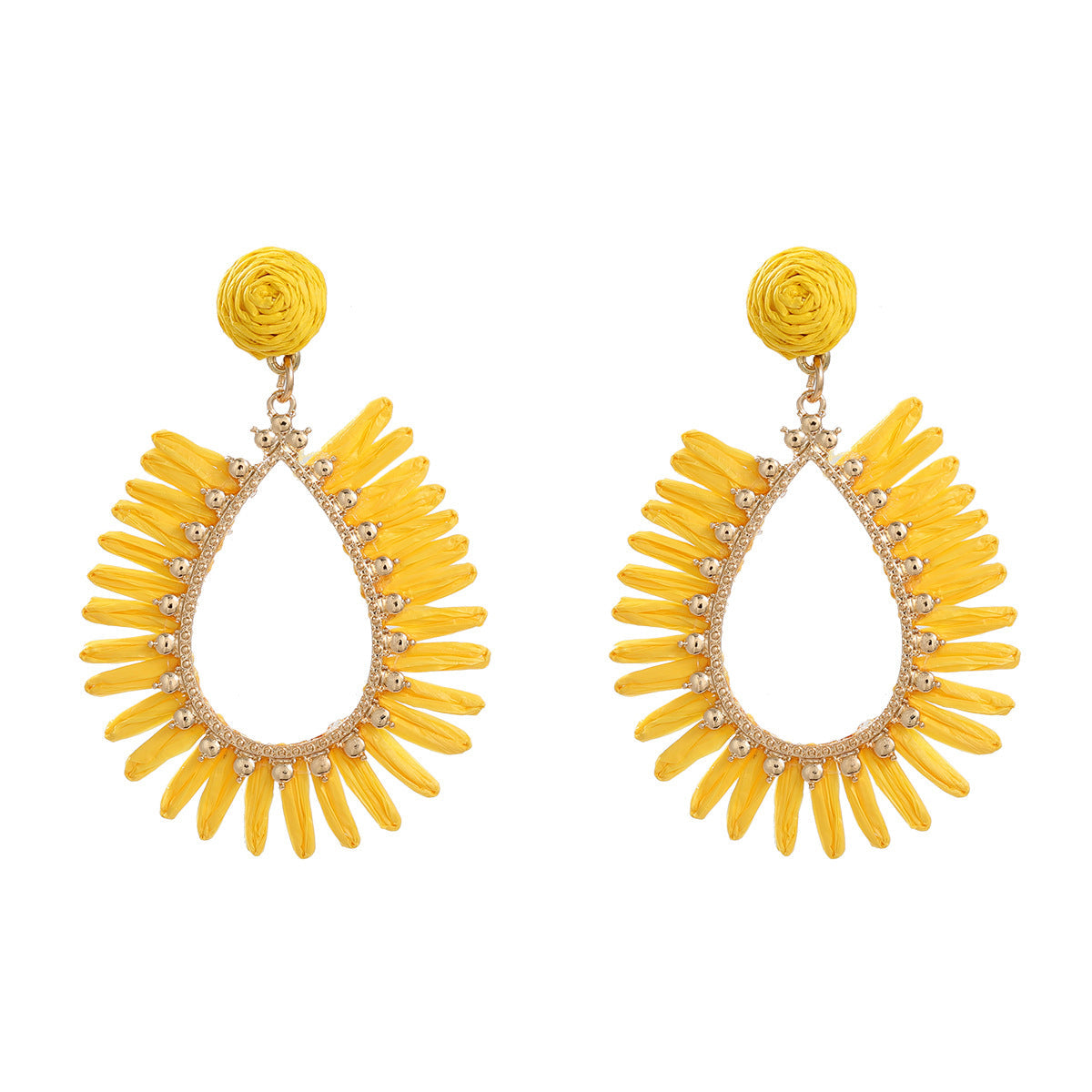 Summer Raffia Female Drop-shaped Bohemian Style Earrings