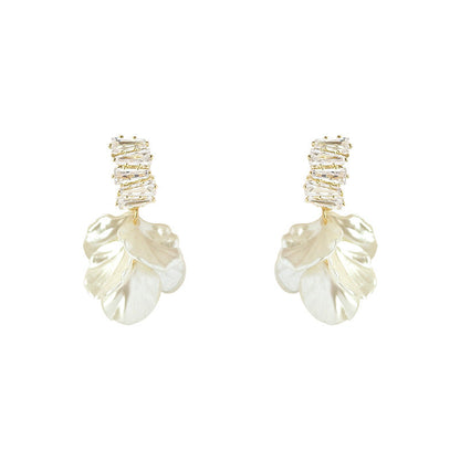 Women's Zircon Shell Petal For Niche Design Earrings