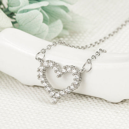Heart-shaped Sier Full Diamond Pendant Cross Classic Necklaces