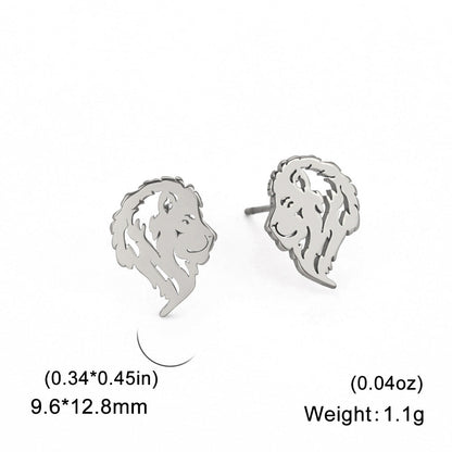 Titanium Steel Ornament Cut Hollow Lion Shape Rings