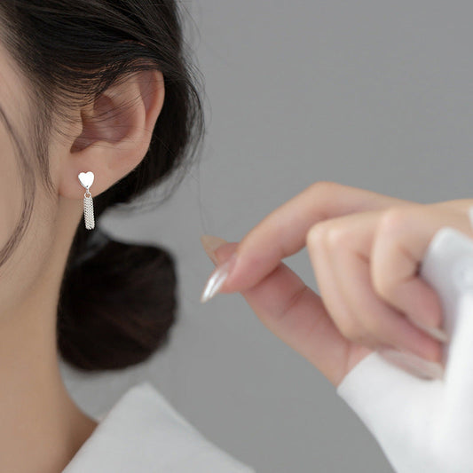 Heart Chain Tassel Popular Niche Design Earrings