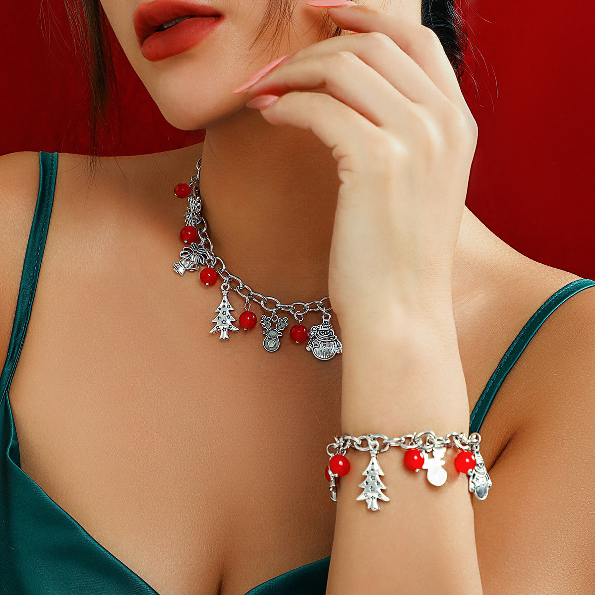 Christmas Tree Bell Holiday Snowman Creative Necklaces