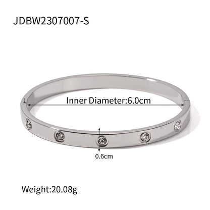 Women's Gold Inlaid White Round Diamond Fashion Simple Titanium Bracelets