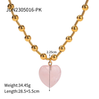 Transparent Glass Crystal Gold Heart Round Necklaces